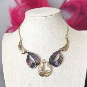 Artisan Gold and Purple Angel Wing Necklace